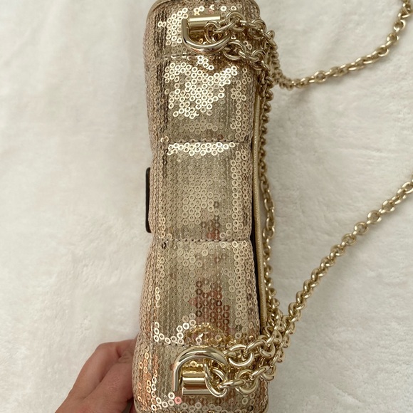 NEW Michael Kors Gold Sequin Quilted Soho Shoulder Bag - Picture 13 of 15